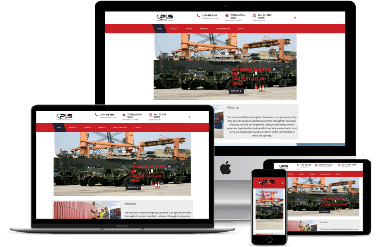 Platinum Logistics Solutions screen mockup